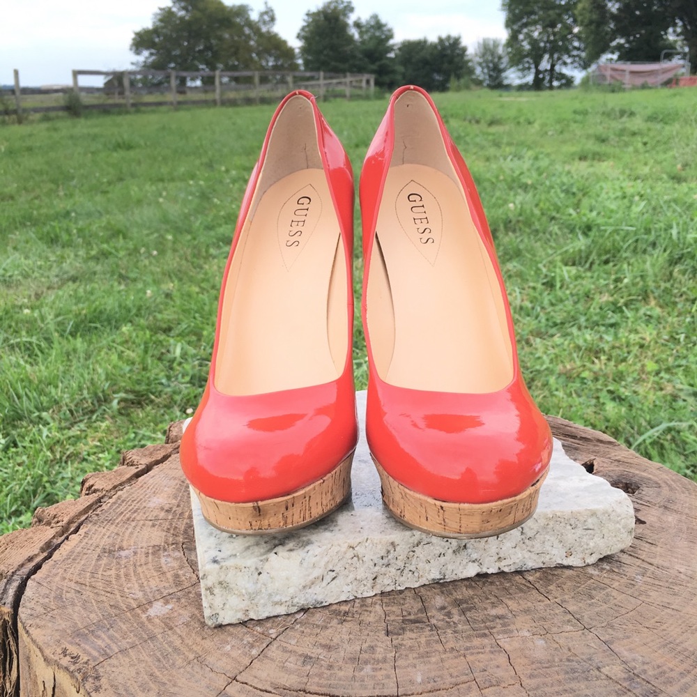 Guess Platform Pumps 9.5 Orange and Bamboo - Picture 8 of 8